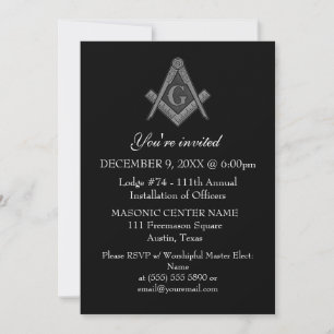 Invitation Maçonnerie Freemason Black Masonic