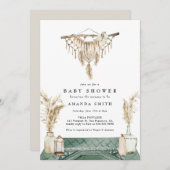 Invitation Macrame Boho Chic Rustique Baby shower neutre  (Devant / Derrière)