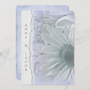Invitation macro marguerite en teinte violette avec bord de p