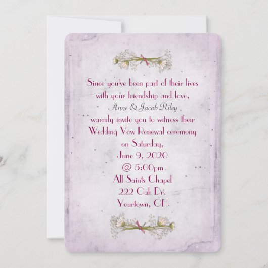 Invitation macro marguerite rose pâle sur papier déchiré (Dos)