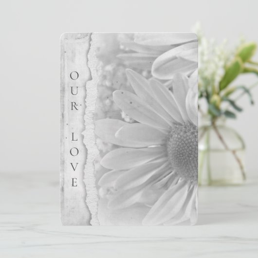 Invitation Macro mariage Daisy Avec Bordure Bord Tordu (Debout devant)