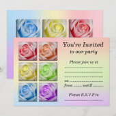 Invitation Macro Rainbow Roses (Devant / Derrière)