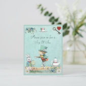 Invitation Mad Hatter Sip & See Baby shower (Debout devant)
