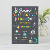 Invitation Mad Science Anniversaire Fête Chalkboard Girl (Debout devant)