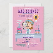 Invitation Mad Science Anniversaire Fête Expérience Filles (Devant)