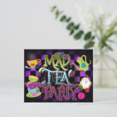 Invitation MAD TEA PARTY Wonderland Anniversaire Fête Invitat (Debout devant)