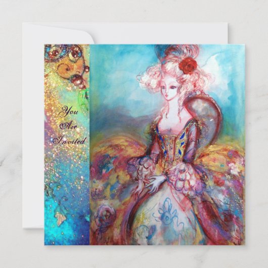 Invitation MADAME POMPADOUR , Costume de fête doré classe (Devant)