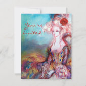 Invitation MADAME POMPADOUR , Costume de fête élégant doré (Dos)