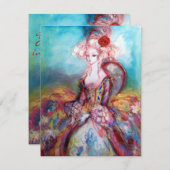 Invitation MADAME POMPADOUR , Costume de fête élégant doré (Devant / Derrière)