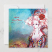 Invitation MADAME POMPADOUR , Costume de fête élégant doré (Dos)