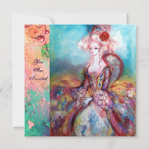 Invitation MADAME POMPADOUR , Costume de fête élégant et doré