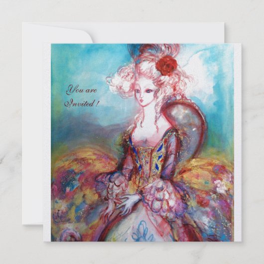 Invitation MADAME POMPADOUR , Fête de costume doré chic (Devant)