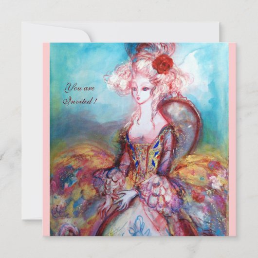Invitation MADAME POMPADOUR , Fête de costume doré chic (Devant)