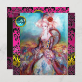 INVITATION MADAME POMPADOUR, MONOGRAMME DE FLEURS DE DAMASK N (Devant / Derrière)