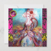 INVITATION MADAME POMPADOUR, MONOGRAMME DE FLEURS DE DAMASK N (Devant)