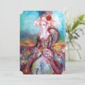 Invitation MADAME POMPADOUR Paillettes d'Or Rose Costume de F (Debout devant)