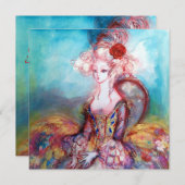 Invitation MADAME POMPADOUR, Soirée Costume Or Classique (Devant / Derrière)