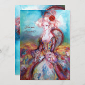 Invitation MADAME POMPADOUR, Soirée Costume Or Classique (Devant / Derrière)