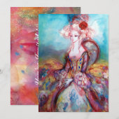 Invitation MADAME POMPADOUR, Soirée Costume Or Classique (Devant / Derrière)