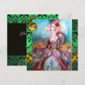INVITATION MADAME POMPADOUR , VERT DAMAS NOIR MONOGRAMME (Devant / Derrière)