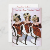 Invitation Madame vintage joyeuse Dancers Christmas Cheer (Devant / Derrière)