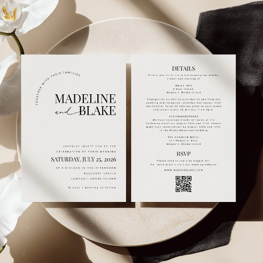 Invitation MADDIE Modern Wedding Invite RSVP + Details