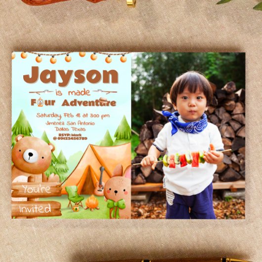 Invitation Made Four Adventure - Camping avec photo