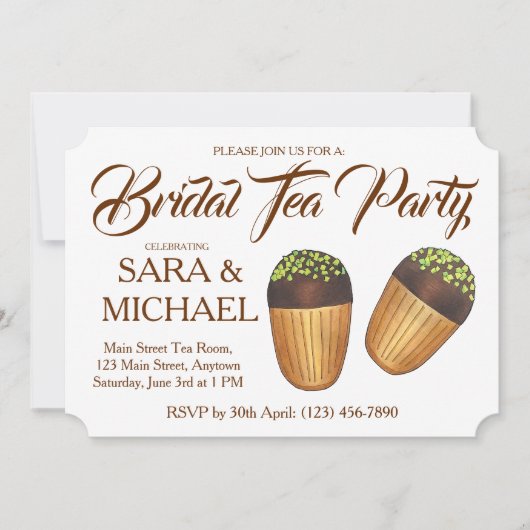 Invitation Madeleines Bride Wedding shower Tea Party (Devant)