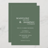 Invitation Madeline Forest Green Simple Mariage moderne (Devant / Derrière)