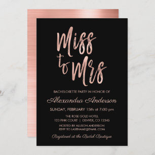 Invitation Mademoiselle à Mme Pink Rose Rose Gold Bachelorett