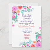 Invitation Mademoiselle Fête Florale Bébé Shower Fille Dorée (Devant)