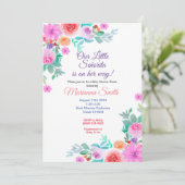 Invitation Mademoiselle Fête Florale Bébé Shower Fille Dorée (Debout devant)