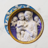 Invitation MADONNA, ENFANT ET ANGES Sapphire Bleu Noël (Devant / Derrière)