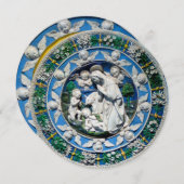 Invitation MADONNA, ENFANT ET ANGES Sapphire Bleu Noël (Devant / Derrière)