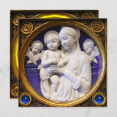 Invitation MADONNA, ENFANT ET ANGES Sapphire Bleu Noël (Devant / Derrière)