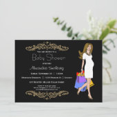 Invitation Magasin À La Mode Noir Et Empreinte de léopard (Debout devant)