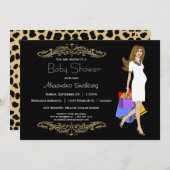 Invitation Magasin À La Mode Noir Et Empreinte de léopard (Devant / Derrière)