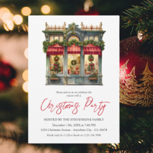 Invitation Magasin de Noël Élégant Fête de Noël Rouge Blanc 