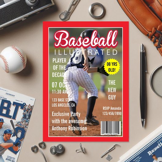 Invitation Magazine Celebrity Baseball fête d'anniversaire Ph