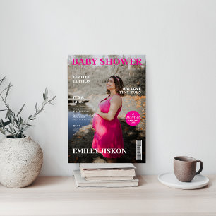 Invitation magazine couverture photo fille Baby shower