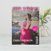 Invitation magazine couverture photo fille Baby shower (Debout devant)