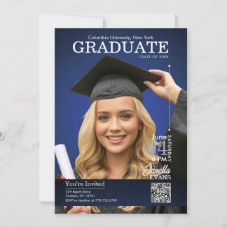 Invitation Magazine Cover Graduation Blue