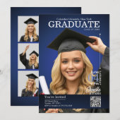 Invitation Magazine Cover Graduation Blue (Devant / Derrière)