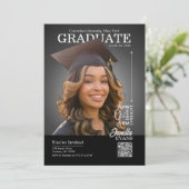 Invitation Magazine Cover Graduation Cap down Black (Debout devant)
