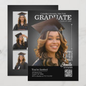 Invitation Magazine Cover Graduation Cap down Black (Devant / Derrière)