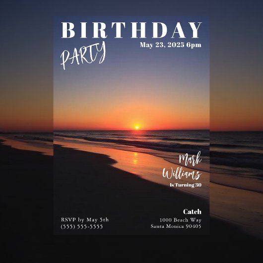 Invitation Magazine Cover Sunset Beach Birthday