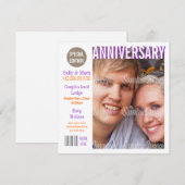 Invitation Magazine d'anniversaire violet orange PERSONNALISE (Devant / Derrière)