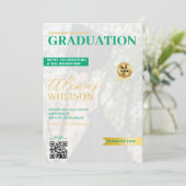 Invitation magazine de code qr vert et or (Debout devant)