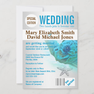 Invitation Magazine de mariage de la tortue de mer PERSONNALI