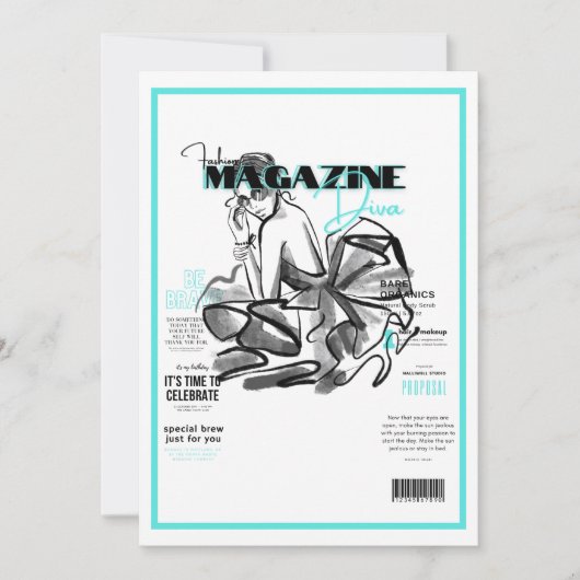 Invitation magazine de mode diva pour enterrement de vie de j (Devant)